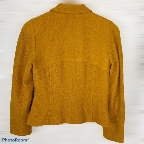 VINTAGE NIPON BOUTIQUE Mustard Wool Boucle Blazer - Picture 2 of 14